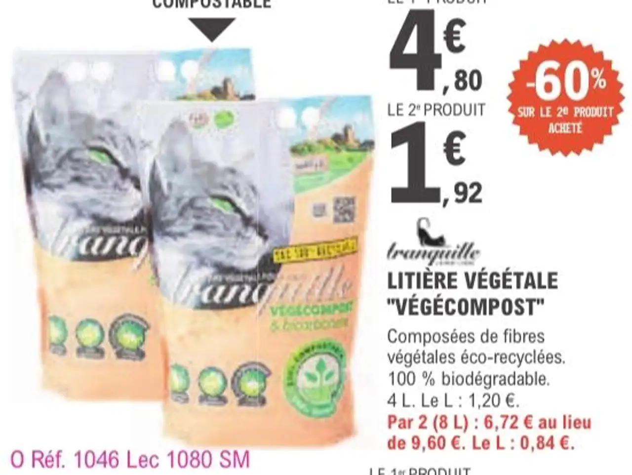 tranquille LITIÈRE VÉGÉTALE "VÉGÉCOMPOST"