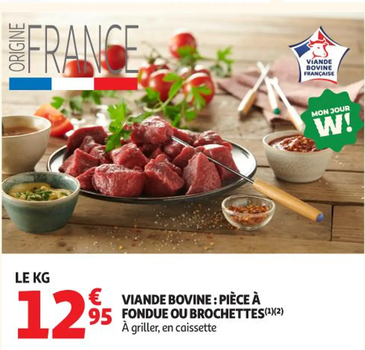 Viande bovine : pièce à fondue ou brochettes