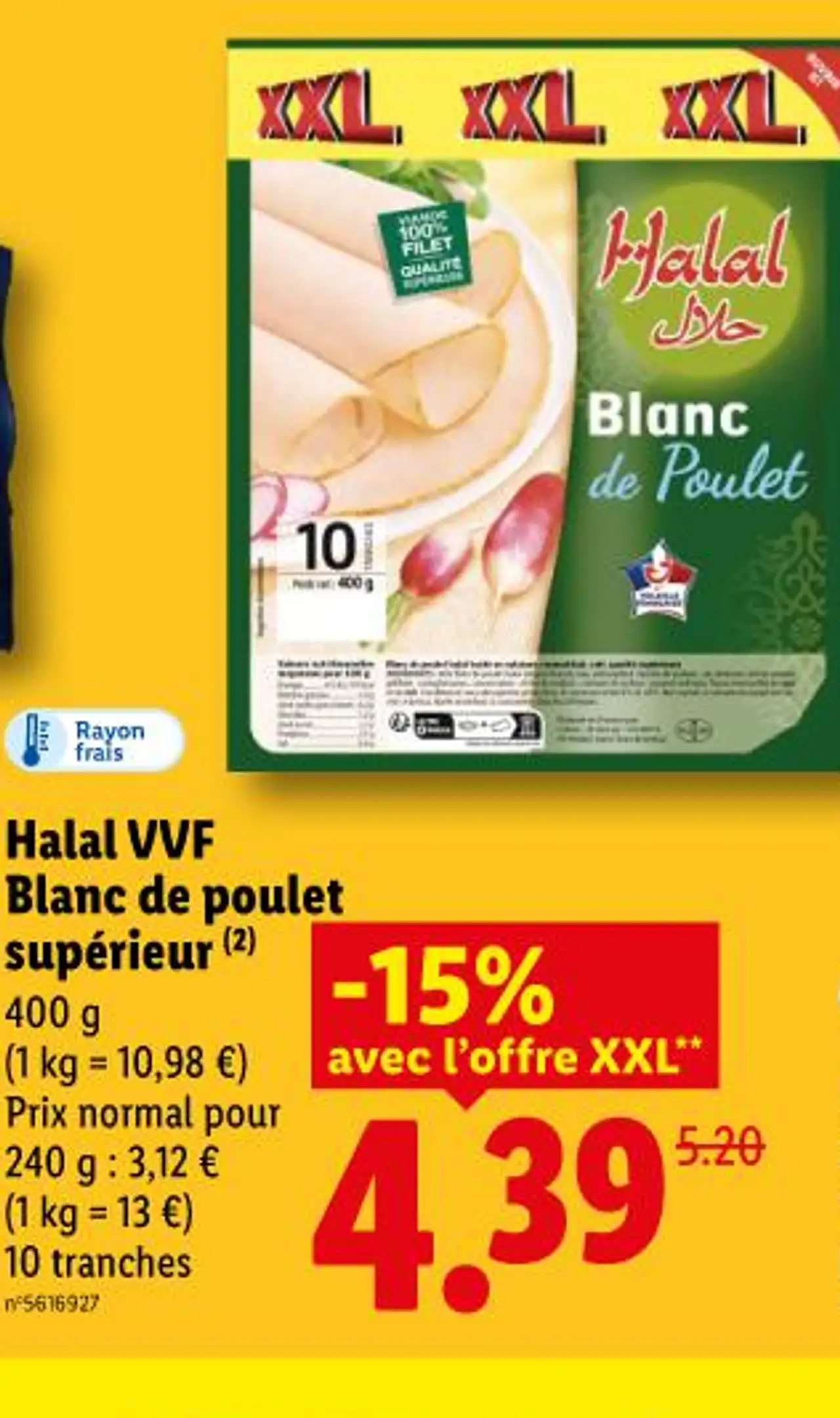 Halal VVF Blanc de poulet supérieur