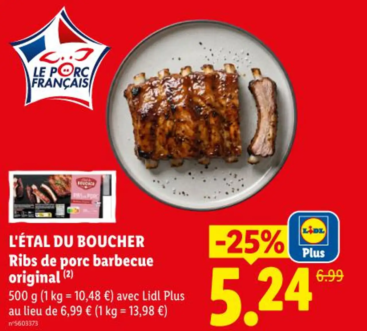 L'ÉTAL DU BOUCHER Ribs de porc barbecue original