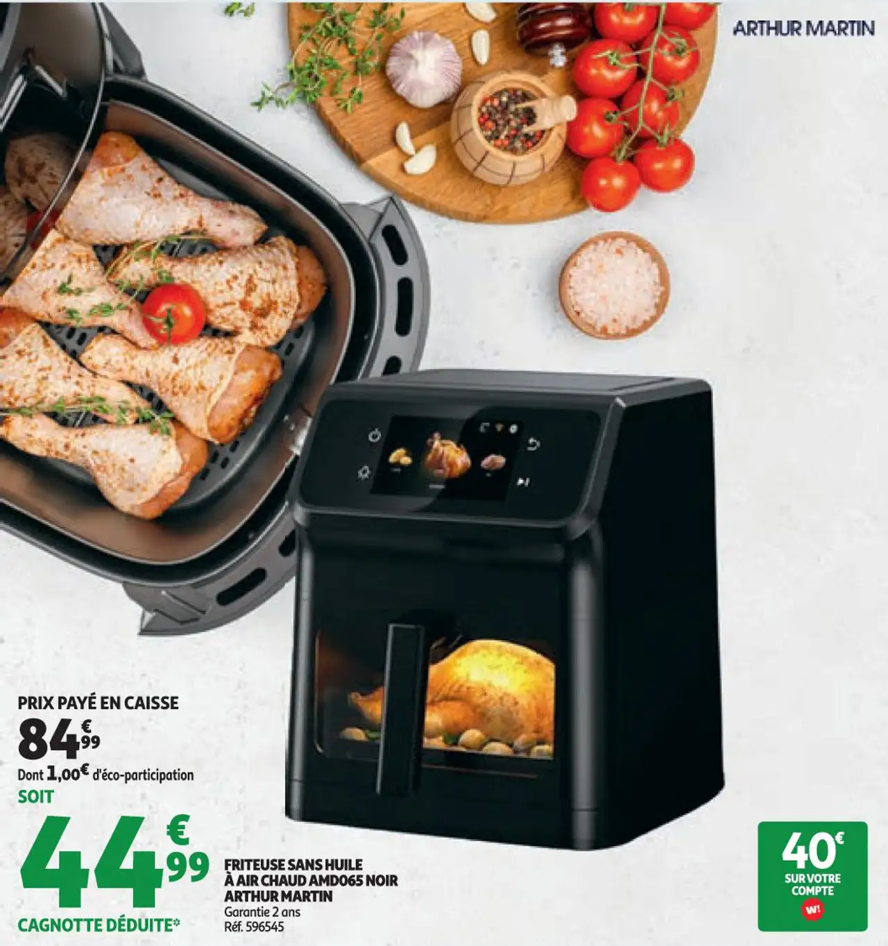 Friteuse sans huile à air chaud AMD065 Noir Arthur Martin
