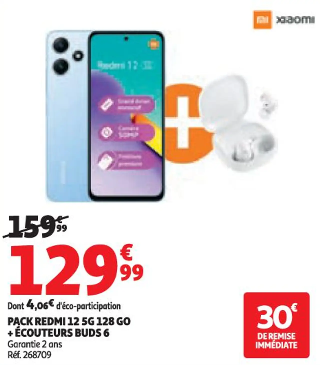 PACK REDMI 12 5G 128 GO + ÉCOUTEURS BUDS 6