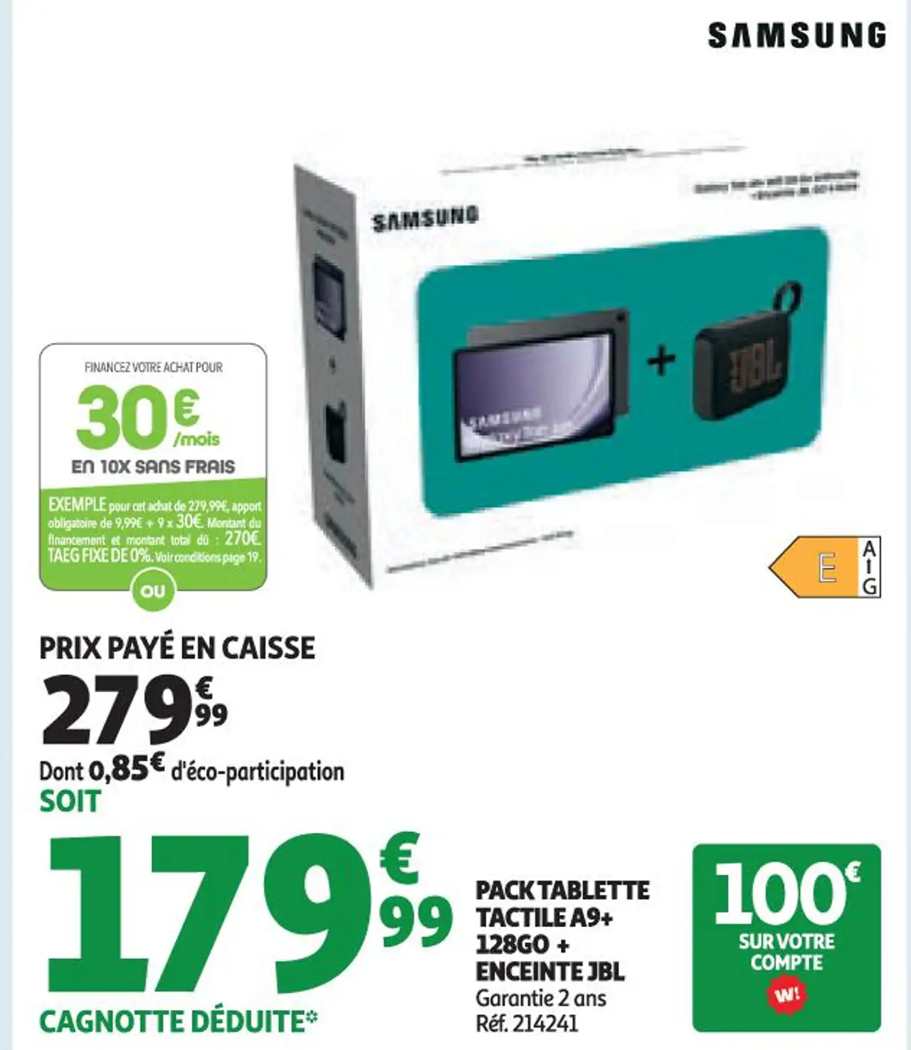 PACK TABLETTE TACTILE A9+ 128GO + ENCEINTE JBL