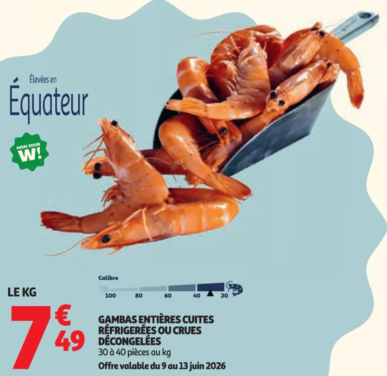 GAMBAS ENTIÈRES CUITES RÉFRIGÉRÉES OU CRUES DÉCONGELÉES