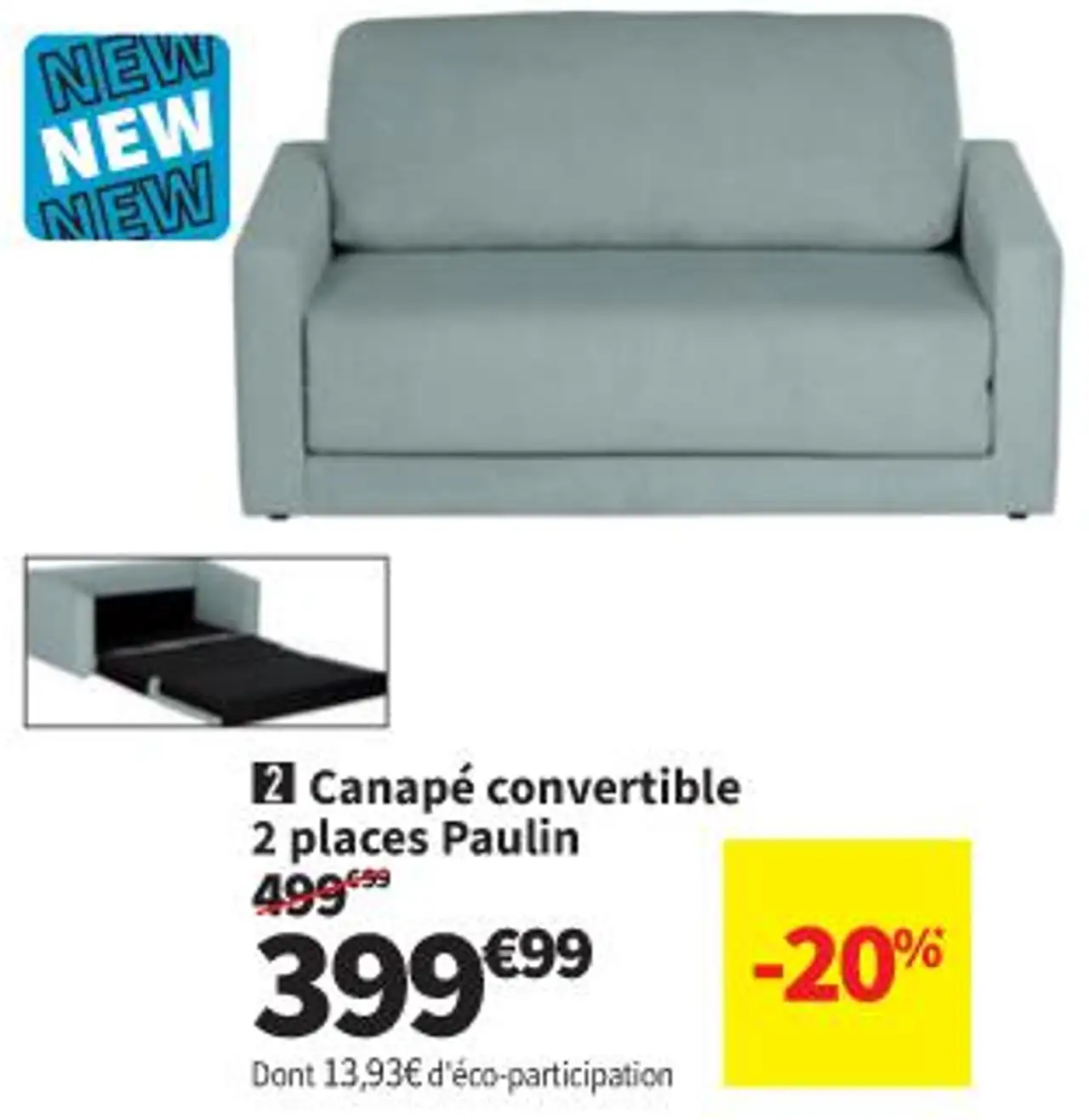 Canapé convertible 2 places Paulin