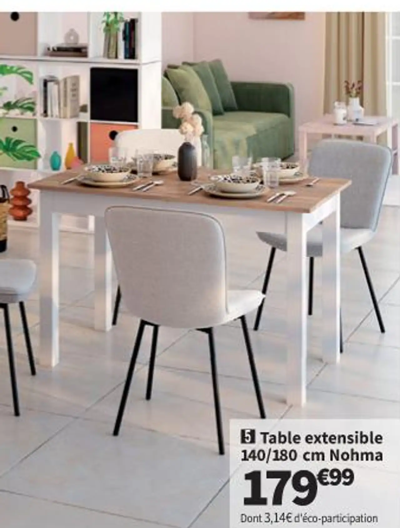 Table extensible 140/180 cm Nohma