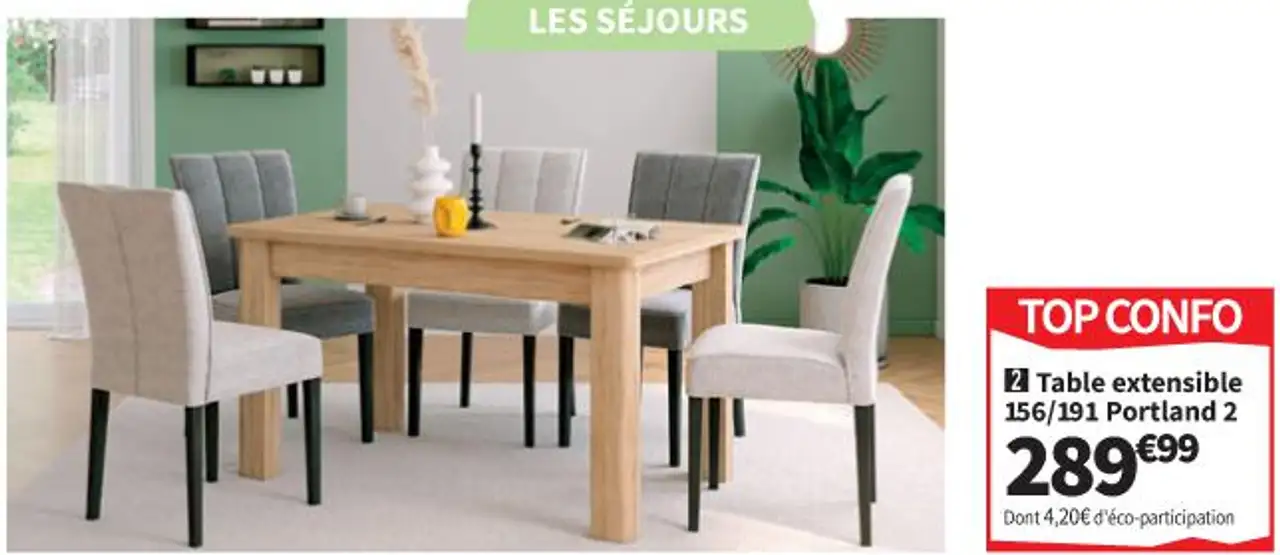 Table extensible 156/191 Portland 2