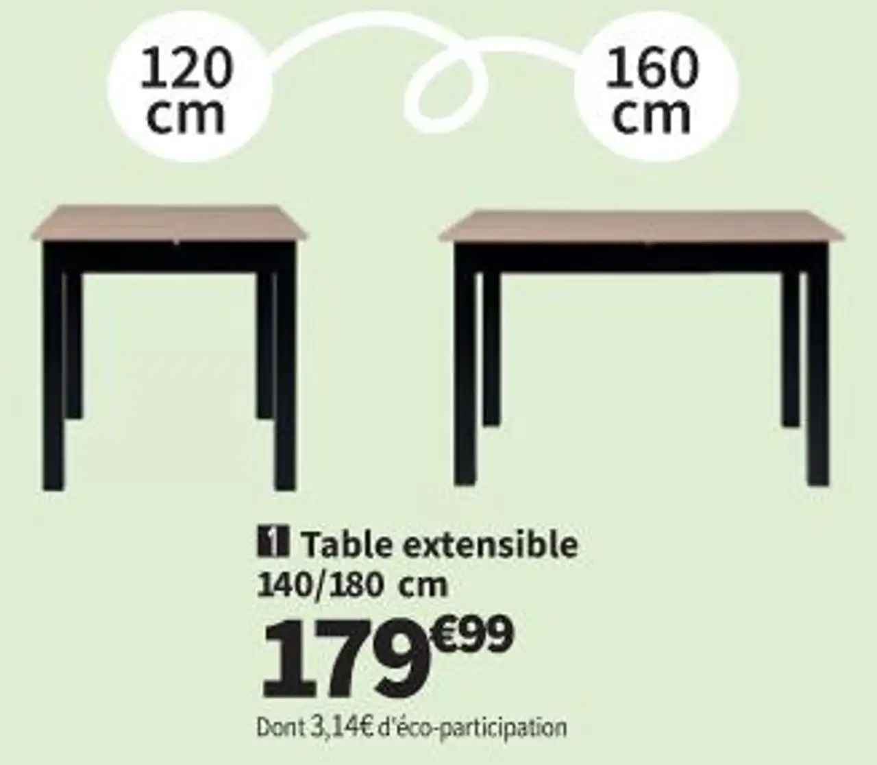 Table extensible 140/180 cm. NOHMA