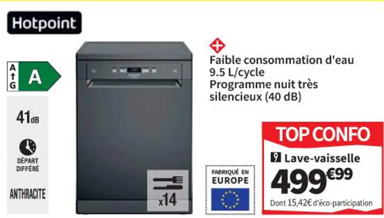 Lave-vaisselle HOTPOINT HBC3C41W