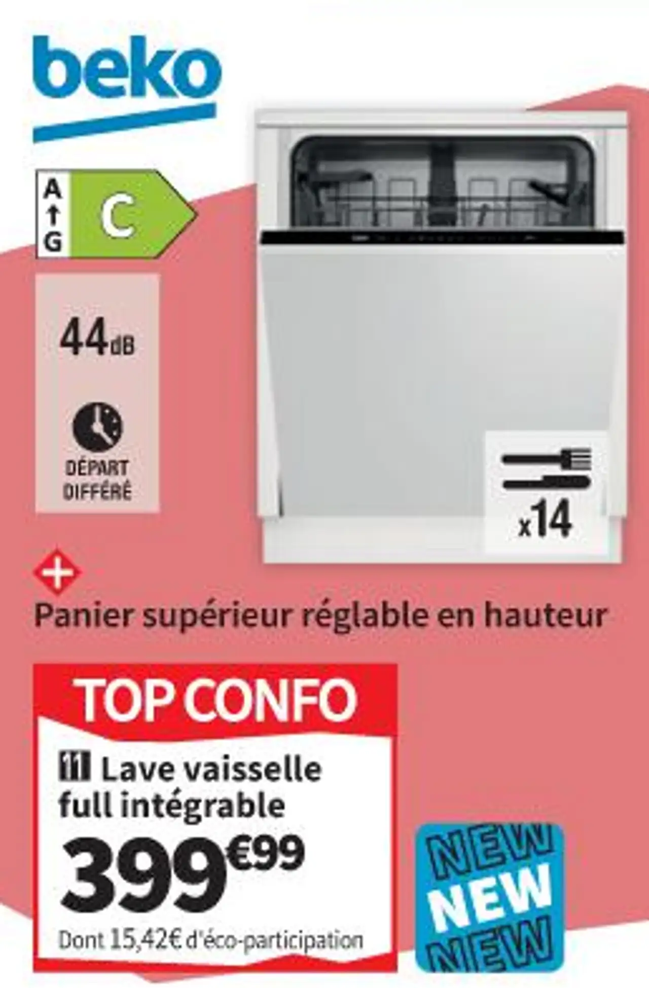 Lave vaisselle full intégrable BEKO BDIN16444