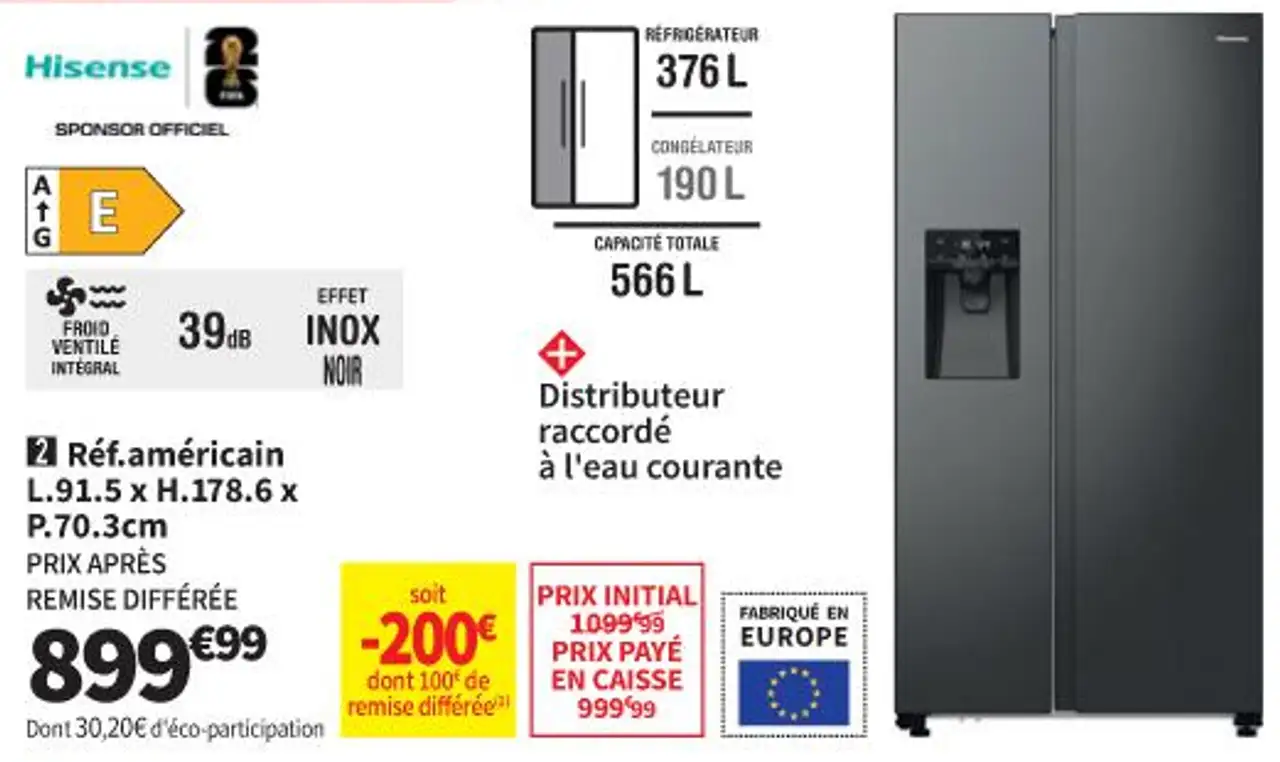 Hisense RS5P535NPFE Réfrigérateur américain