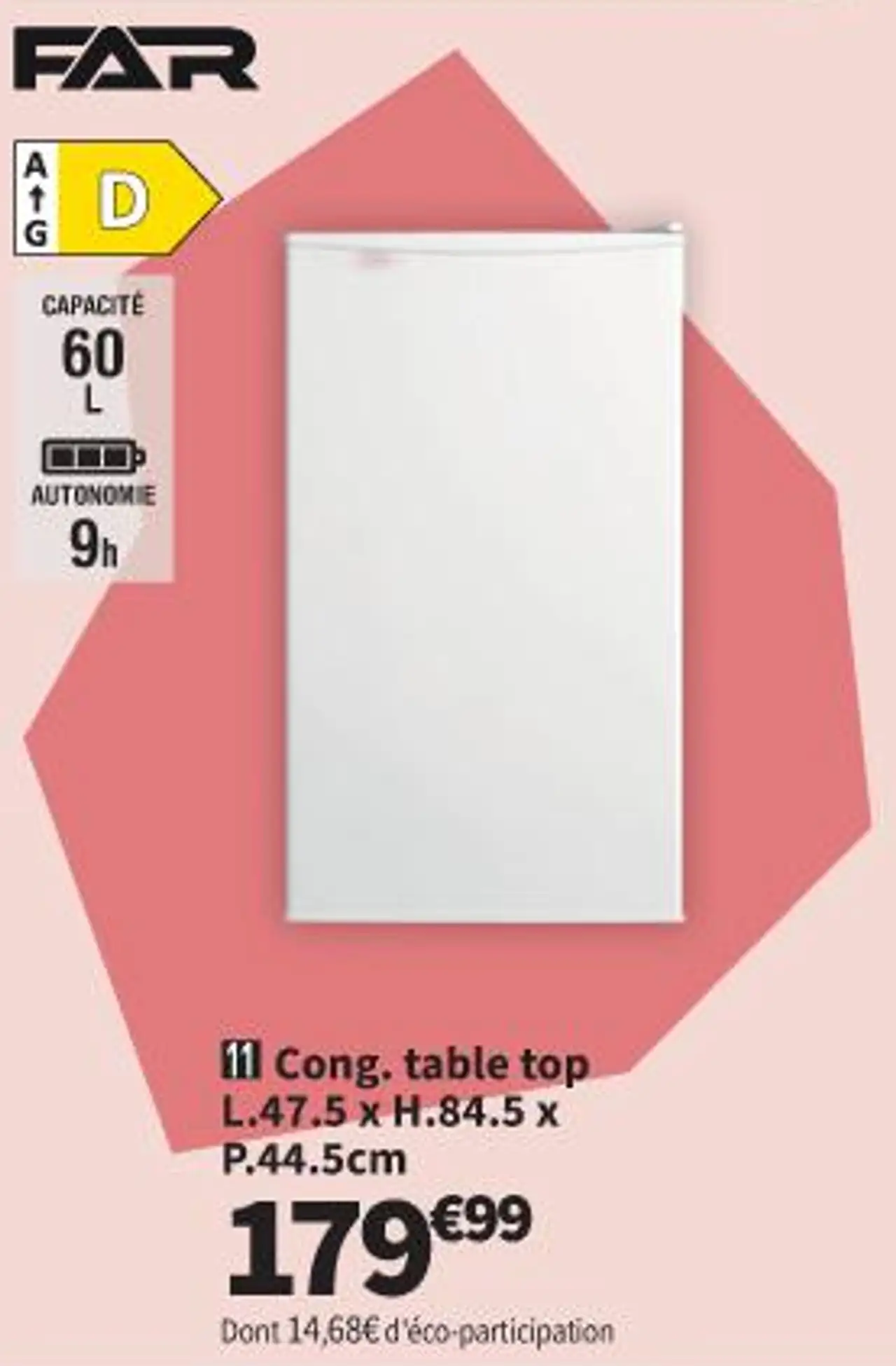 Cong. table top FAR L.47.5 x H.84.5 x P.44.5cm