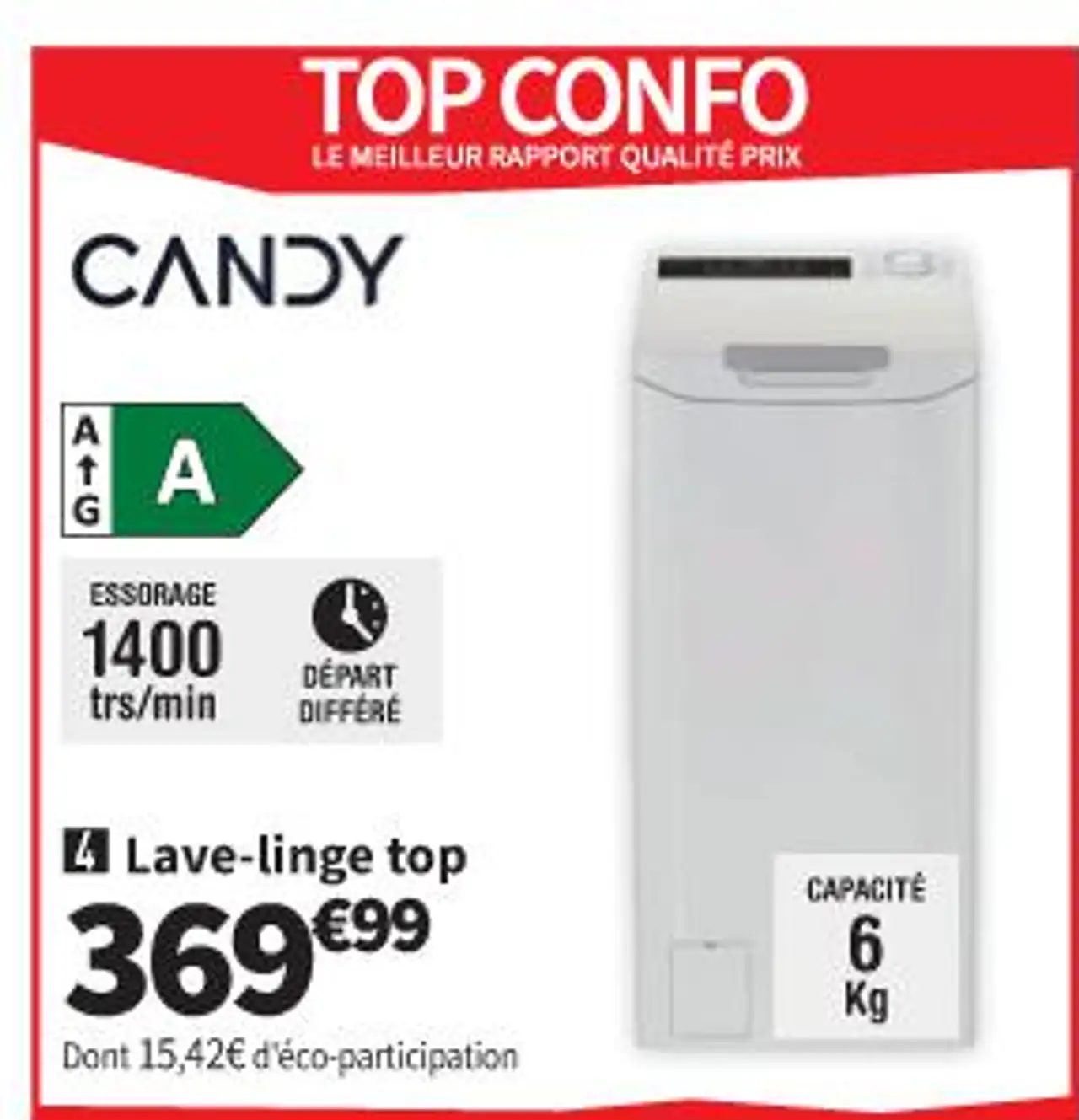 Lave-linge top CANDY TCAS464TM5-FR
