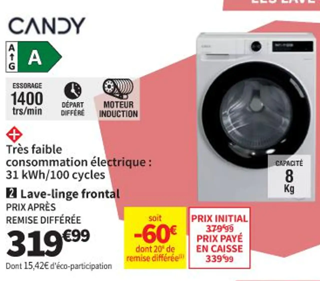 Lave-linge frontal CANDY BR 48SBL10-47