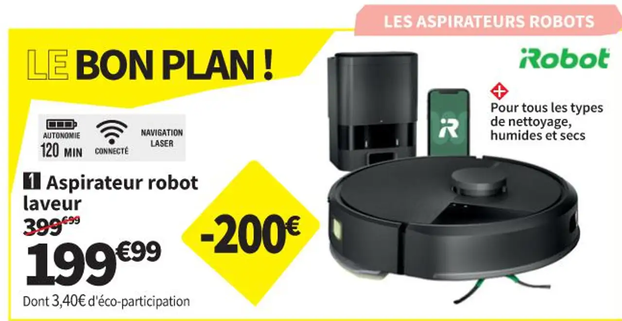 iRobot Y3510 Aspirateur robot laveur