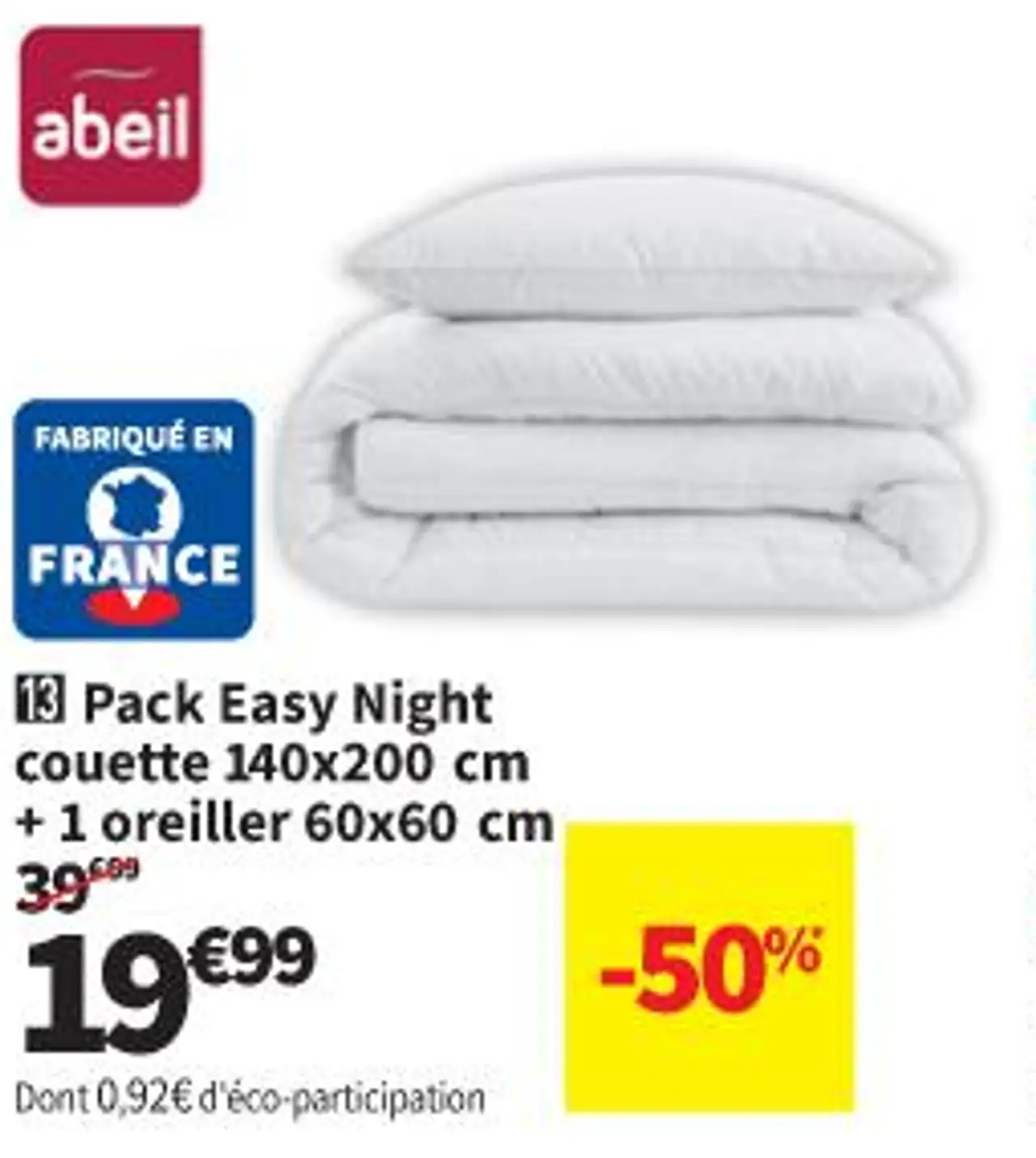 13 Pack Easy Night couette 140x200 cm + 1 oreiller 60x60 cm