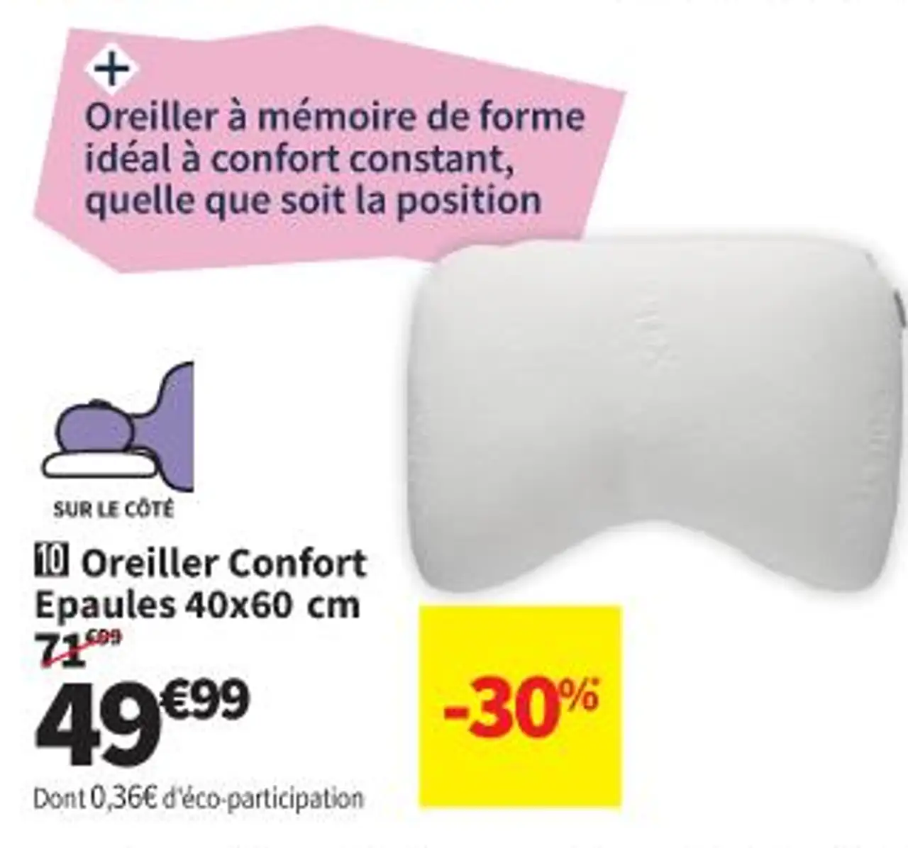 Bultex Oreiller Confort Epaules 40x60 cm