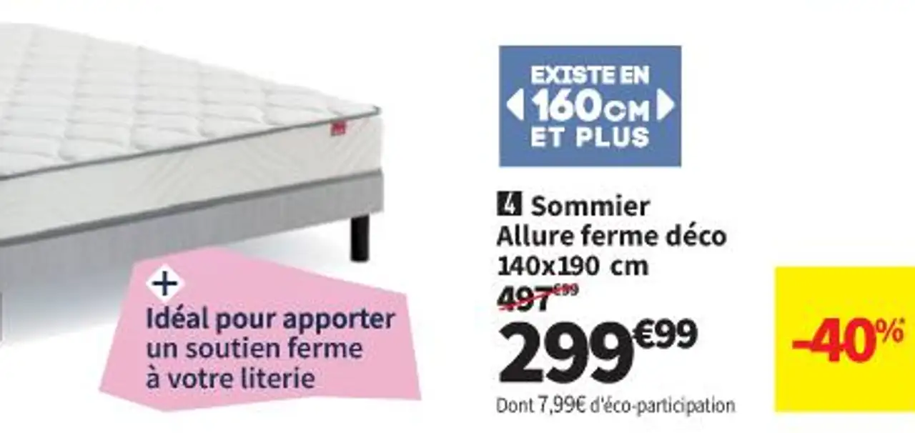 Epeda Sommier Allure ferme déco 140x190 cm