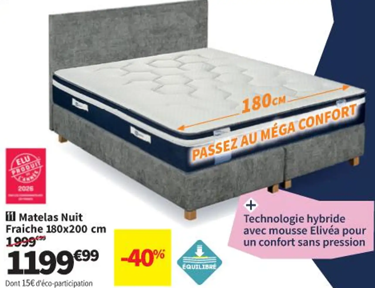 Simmons Matelas Nuit Fraiche 180x200 cm