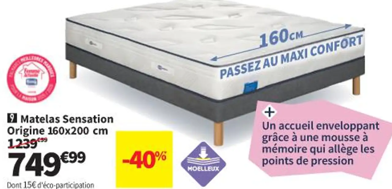 Simmons Matelas Sensation Origine 160x200 cm
