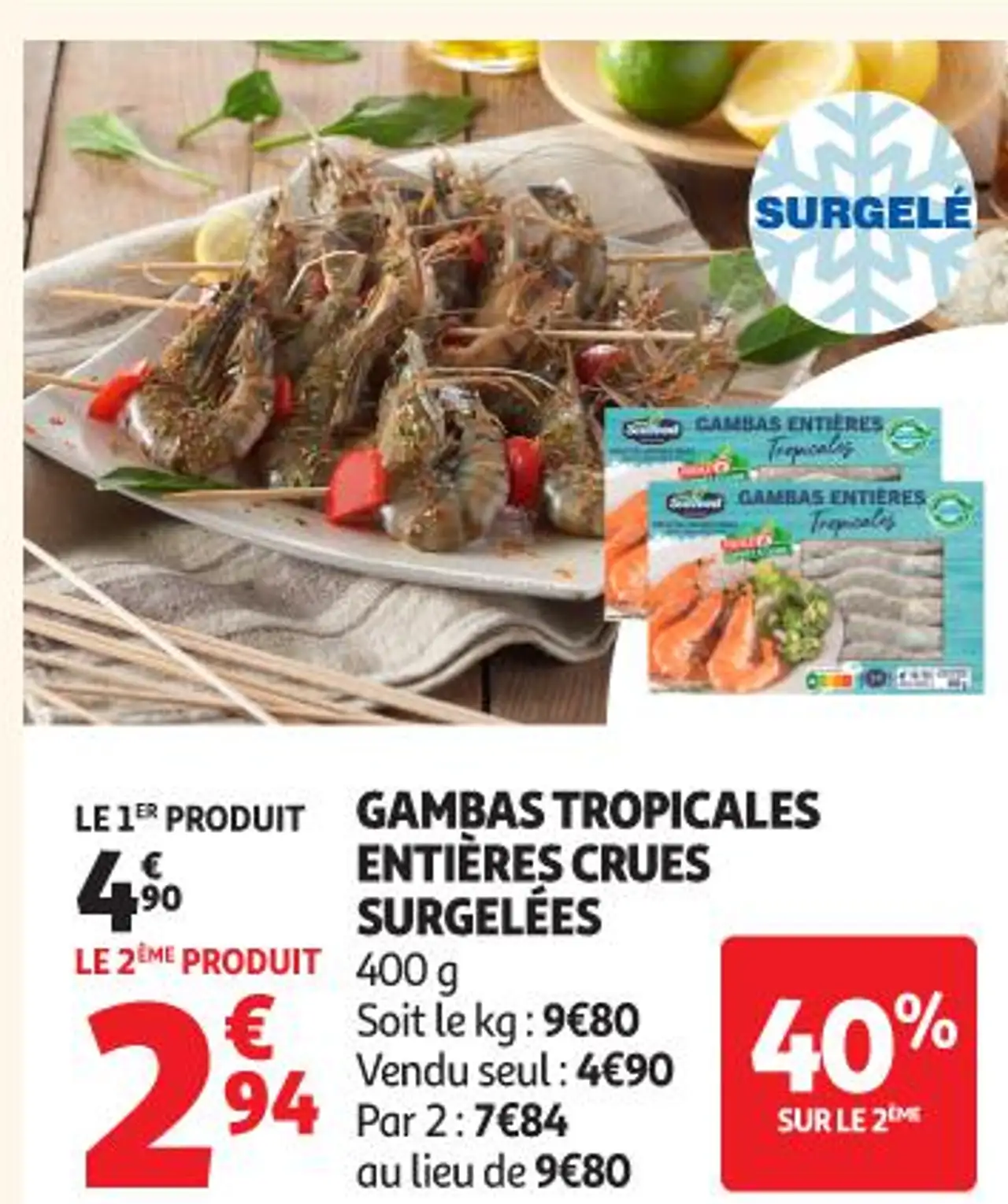 Gambas Tropicales Entières Crues Surgelées