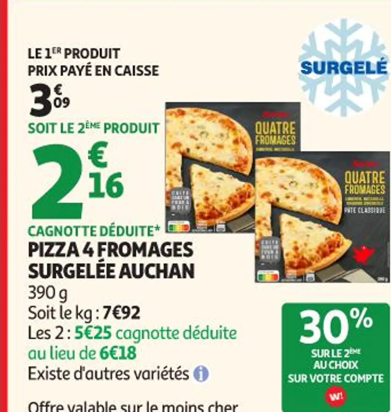 Auchan Pizza 4 Fromages Surgelée