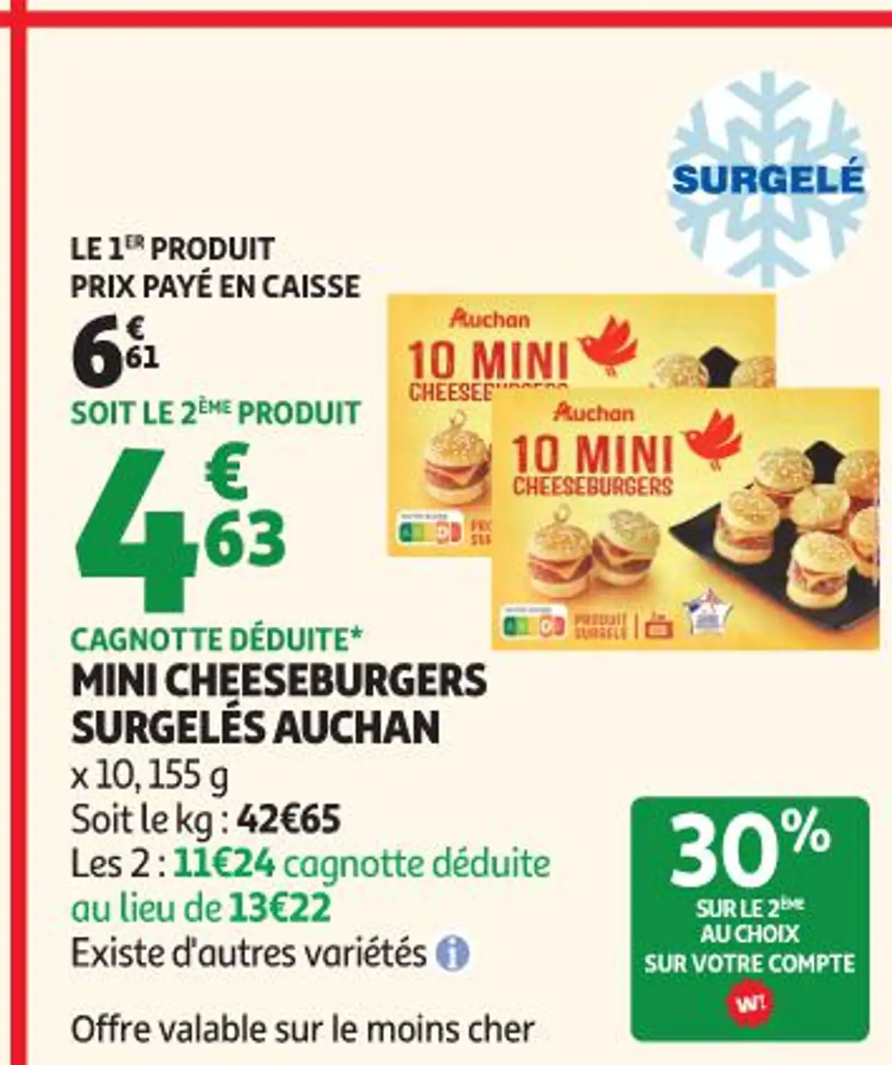 Auchan Mini Cheeseburgers Surgelés