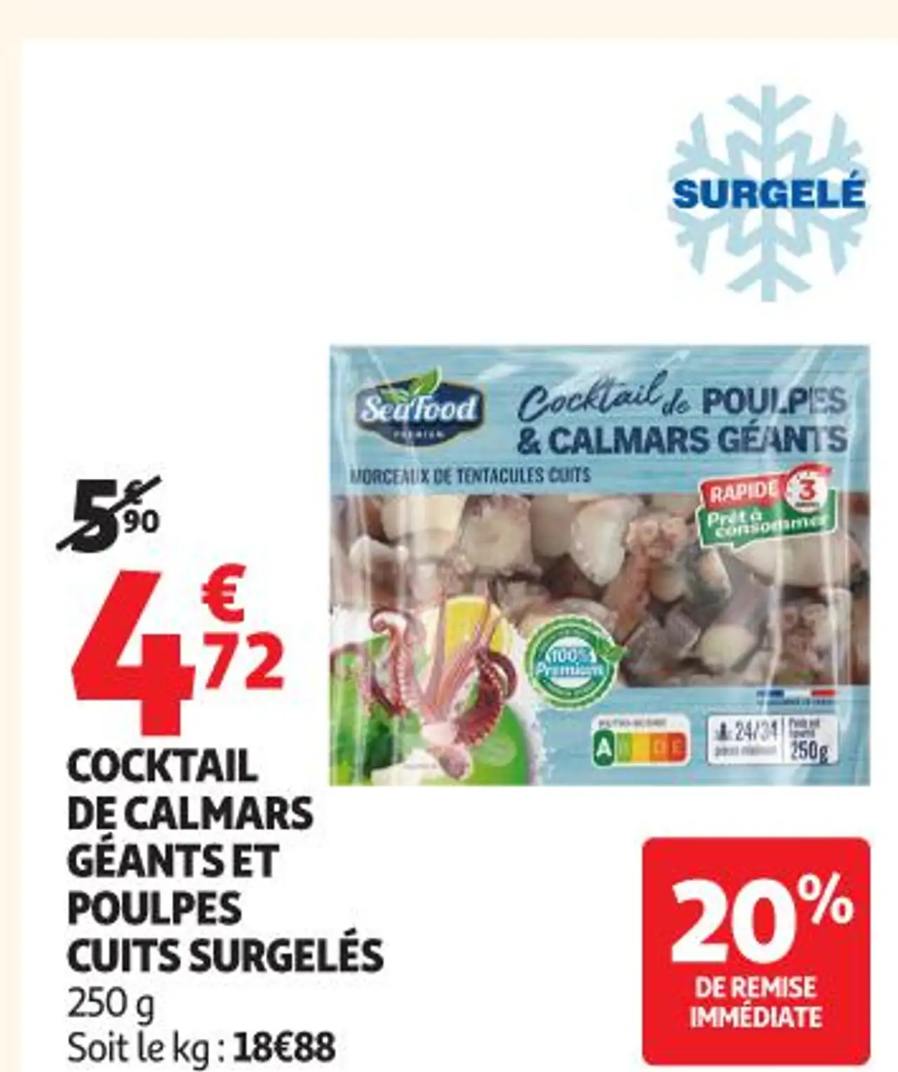 Seafood Cocktail de Calmars Géants et Poulpes Cuits Surgelés