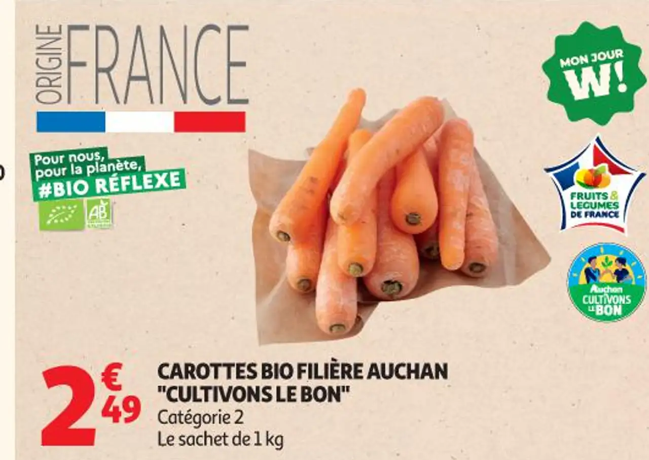 Carottes bio filière Auchan "Cultivons le bon"