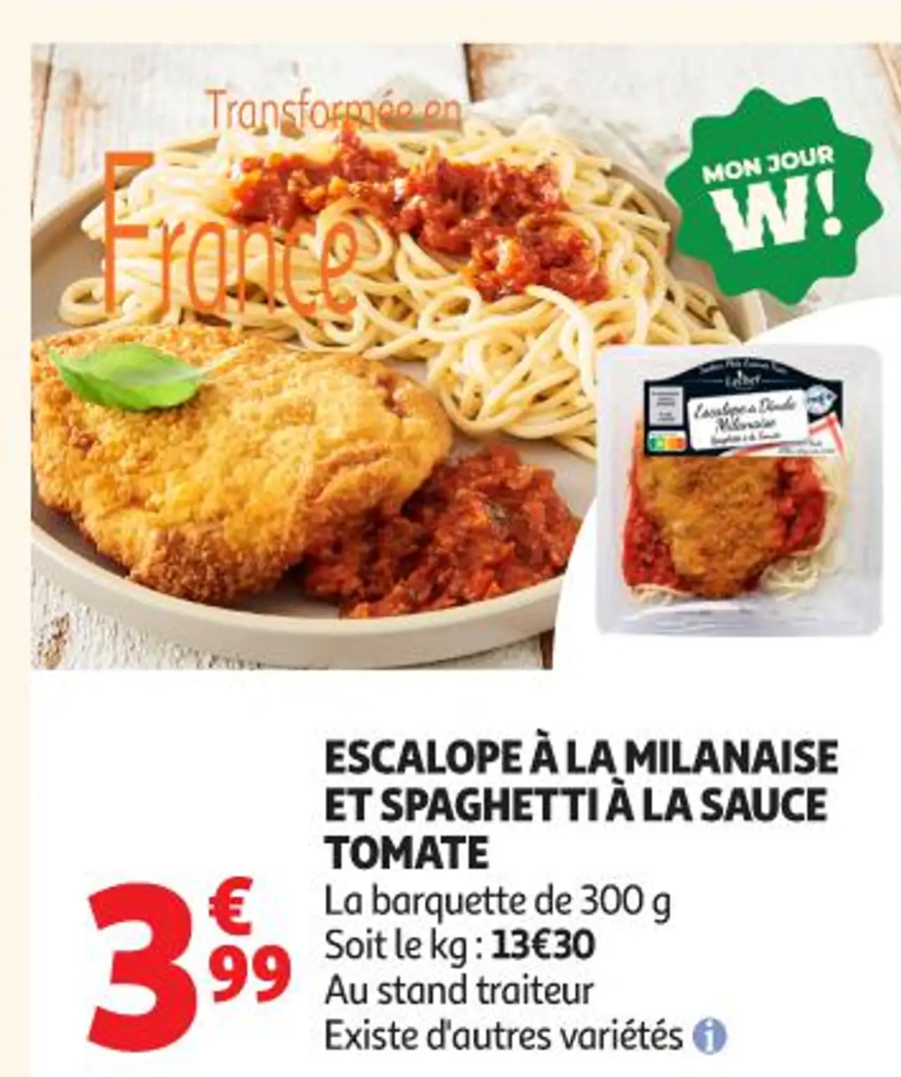 ESCALOPE À LA MILANAISE ET SPAGHETTI À LA SAUCE TOMATE