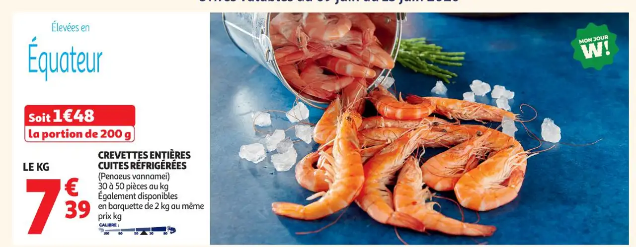 Crevettes entières cuites réfrigérées