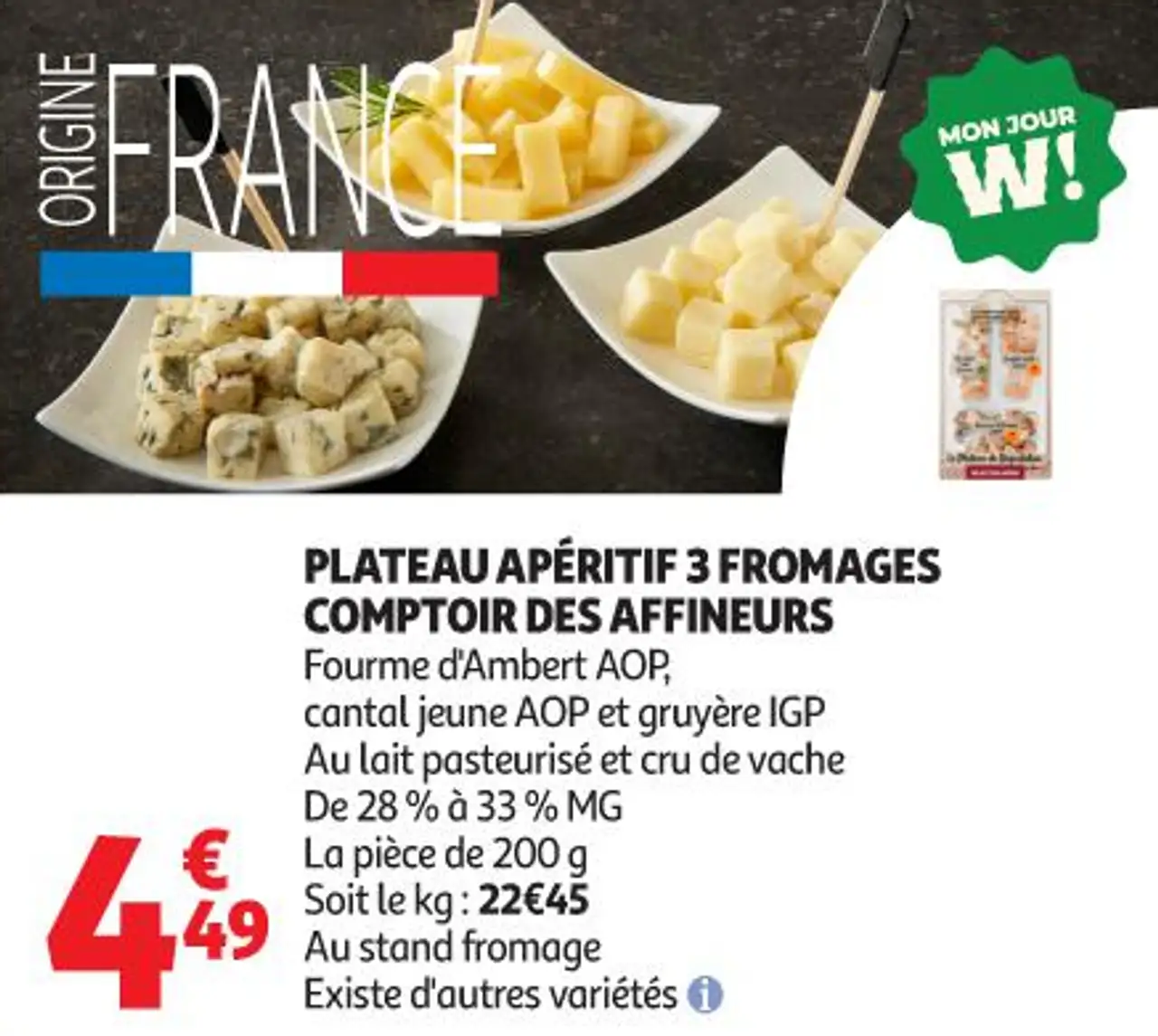 PLATEAU APÉRITIF 3 FROMAGES COMPTOIR DES AFFINEURS