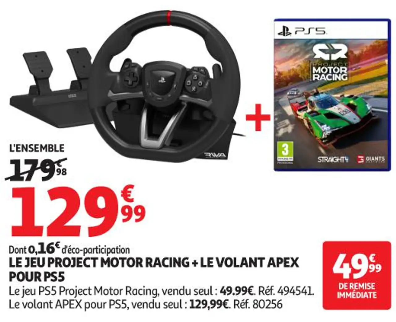 Le Jeu Project Motor Racing + Le Volant Apex pour PS5