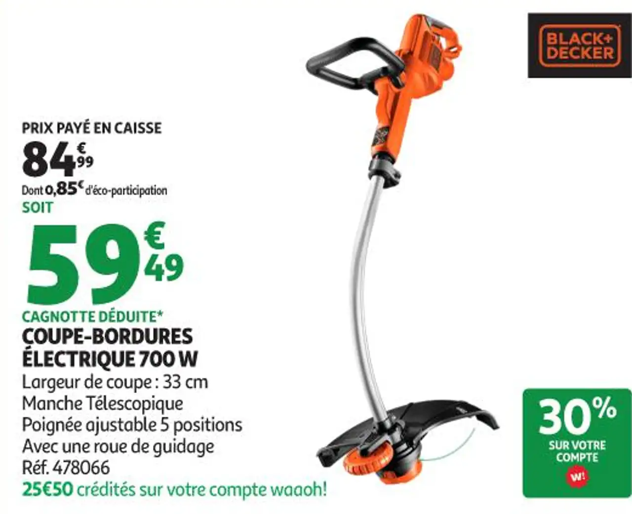 Black+Decker Coupe-bordures électrique 700W