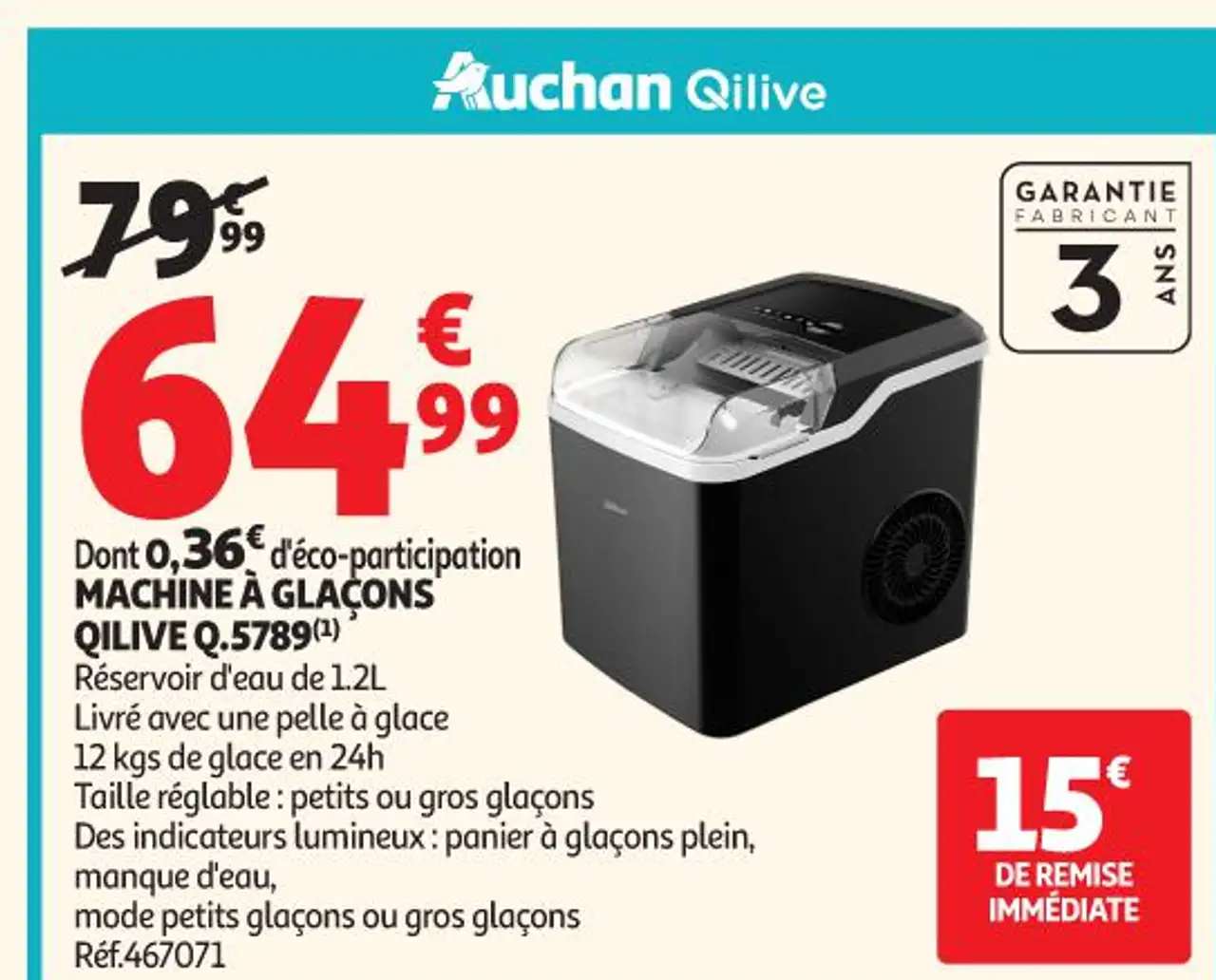 Auchan Qilive MACHINE À GLAÇONS QILIVE Q.5789