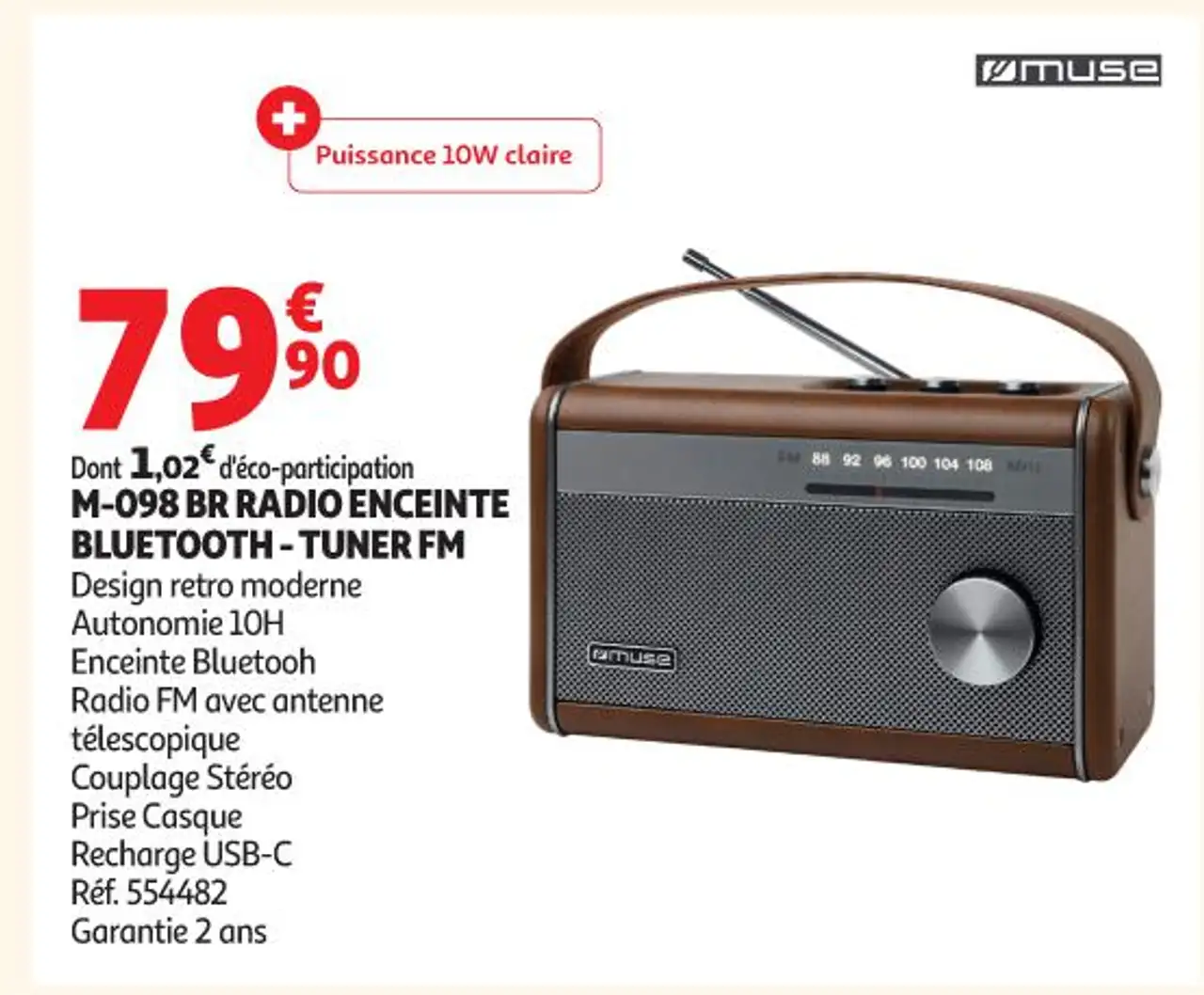 MUSE M-098 BR RADIO ENCEINTE BLUETOOTH - TUNER FM