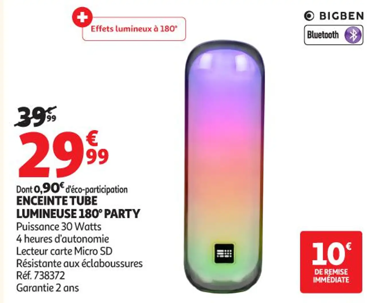 BIGBEN ENCEINTE TUBE LUMINEUSE 180° PARTY