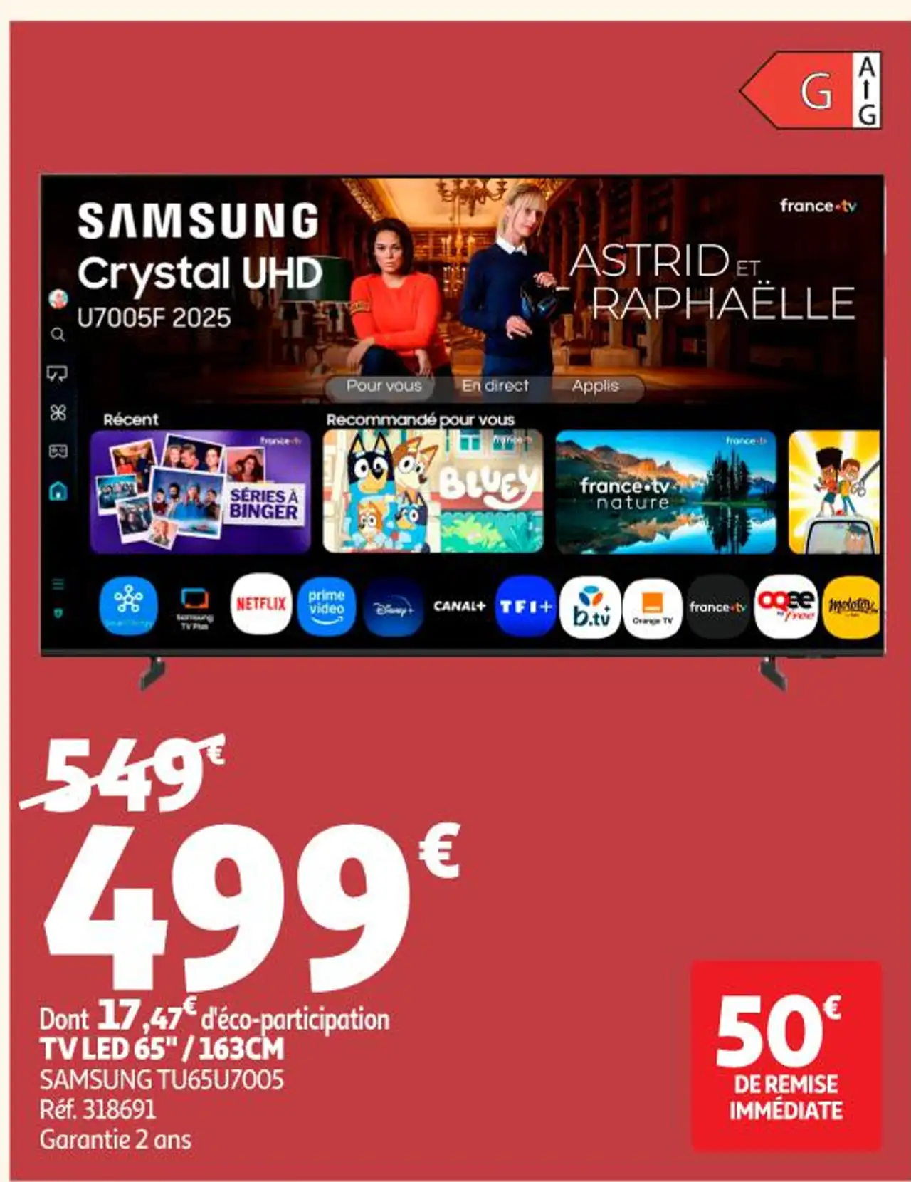 TV LED 65" / 163CM SAMSUNG TU65U7005