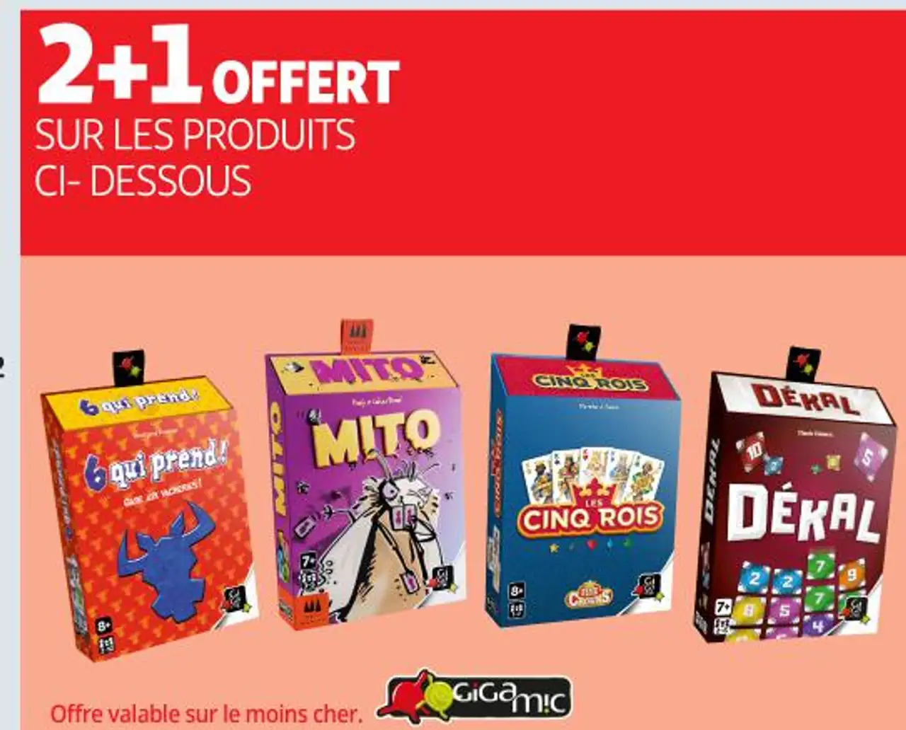 Jeux de cartes Gigamic (6 qui prend!, Mito, Cinq Rois, Dékal)
