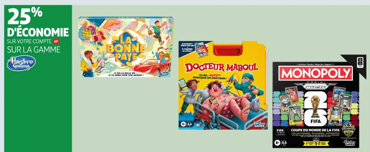 Gamme Hasbro Gaming (La Bonne Paye, Docteur Maboul, Monopoly...)