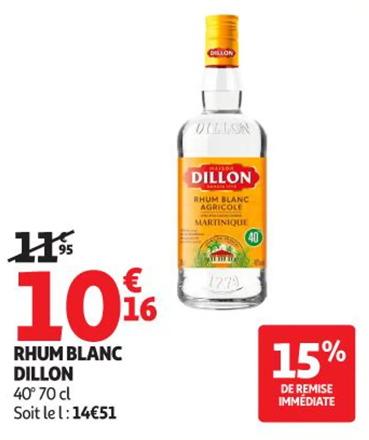 RHUM BLANC DILLON 40° 70 cl