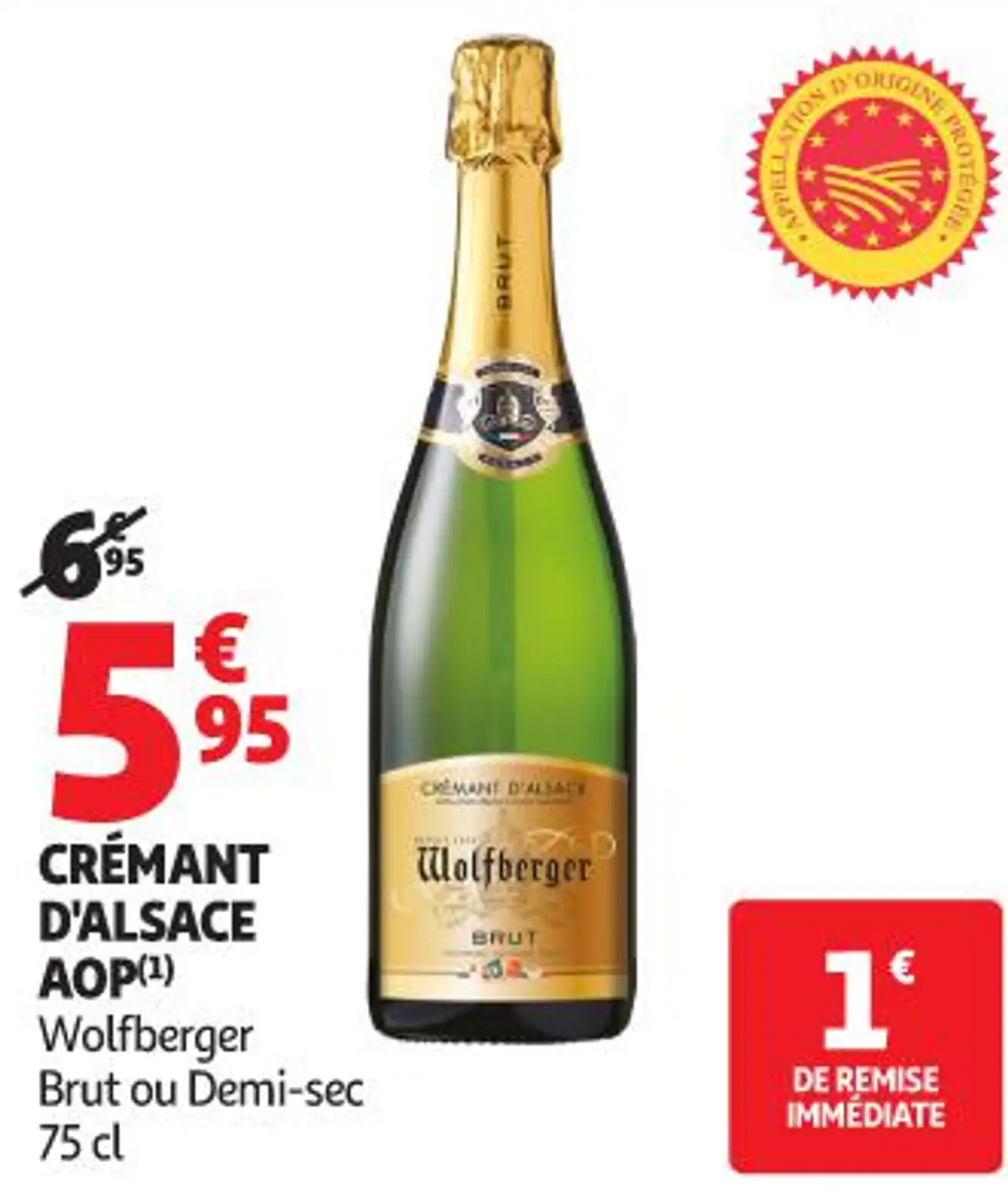 CRÉMANT D'ALSACE AOP Wolfberger Brut ou Demi-sec 75 cl