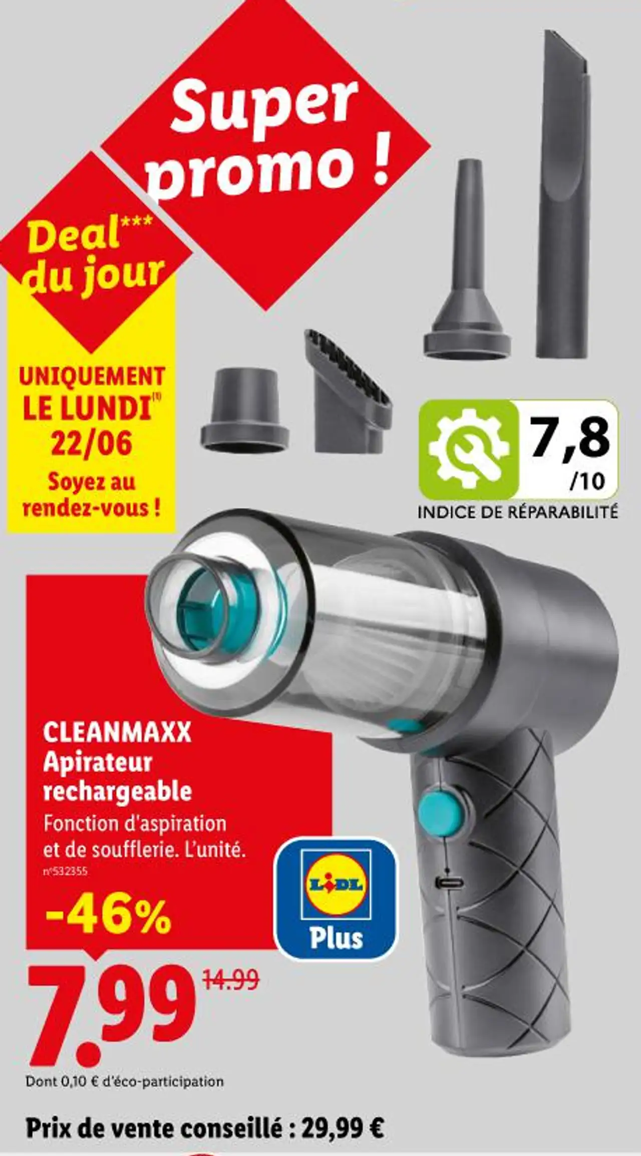 CLEANMAXX Aspirateur rechargeable