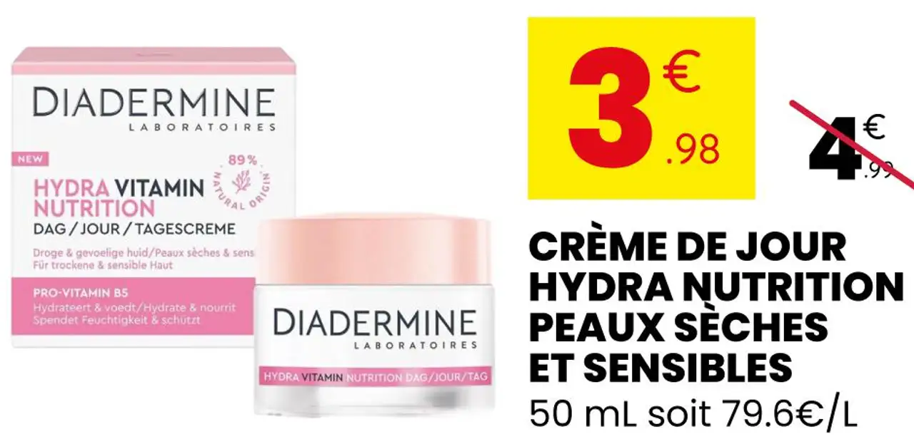 Diadermine Crème De Jour Hydra Nutrition Peaux Sèches Et Sensibles