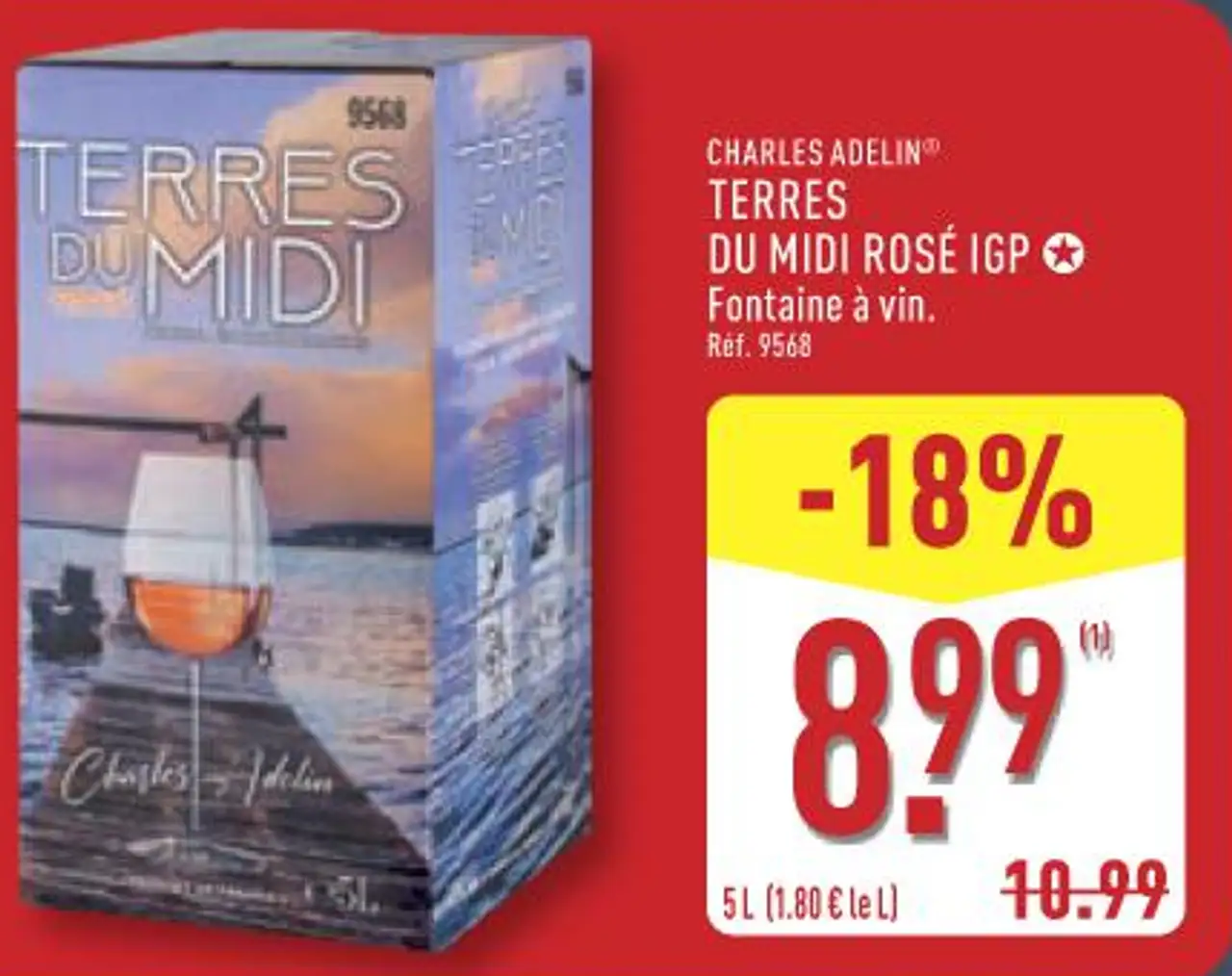 CHARLES ADELIN TERRES DU MIDI ROSÉ IGP Fontaine à vin