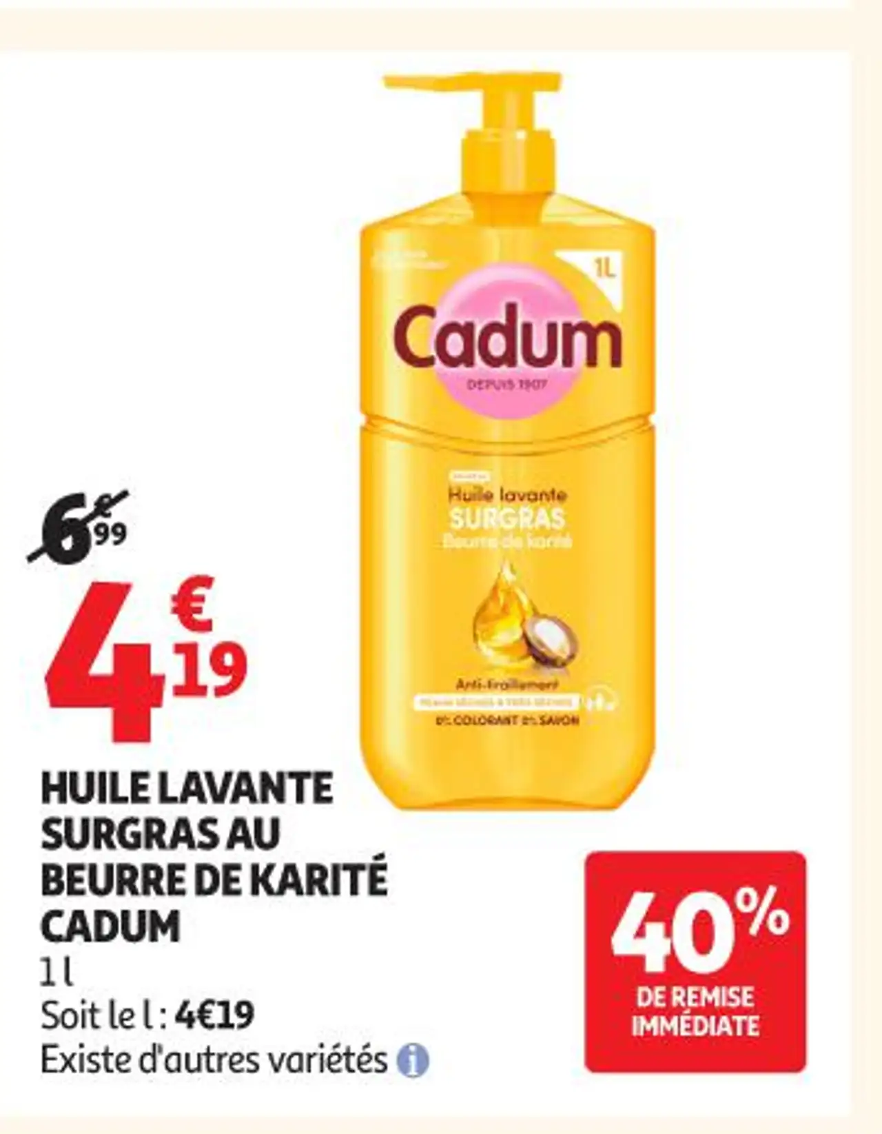 Cadum Huile Lavante Surgras au Beurre de Karité