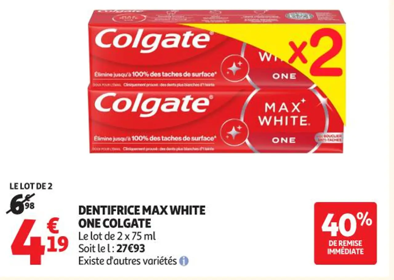 Dentifrice Max White One Colgate