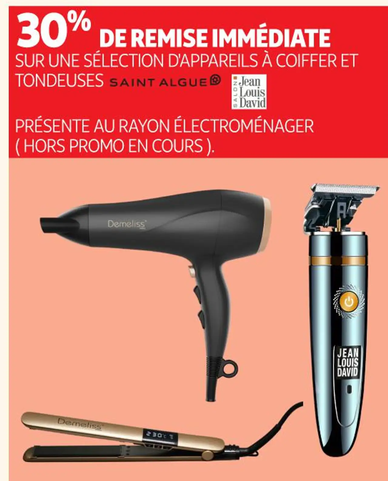 30% De Remise Immédiate Sur une Sélection d'Appareils à Coiffer et Tondeuses Saint Algue Jean Louis David