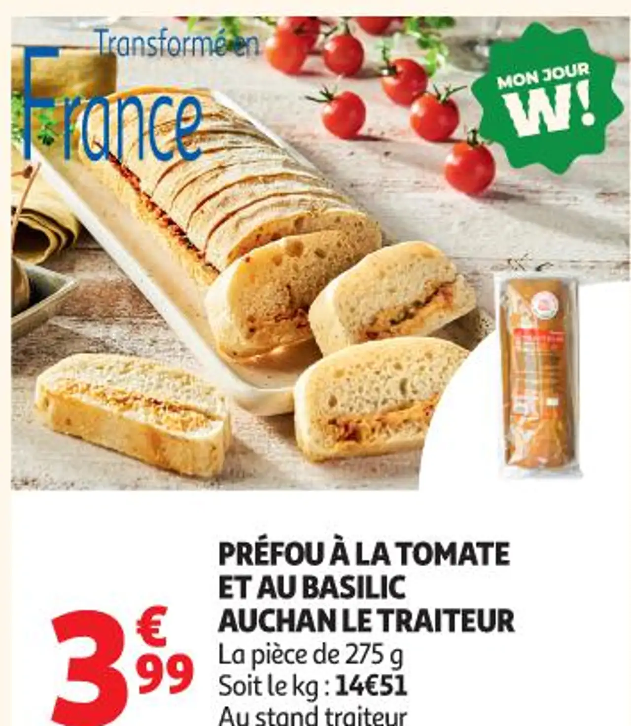 Préfou à la tomate et au basilic Auchan le Traiteur