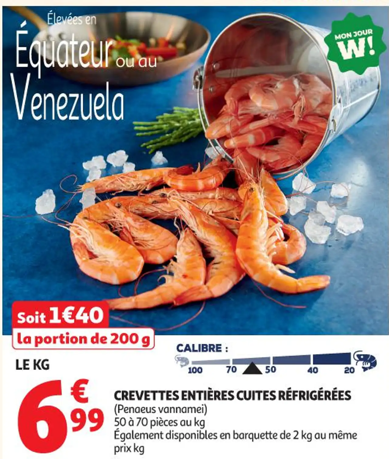 Crevettes entières cuites réfrigérées
